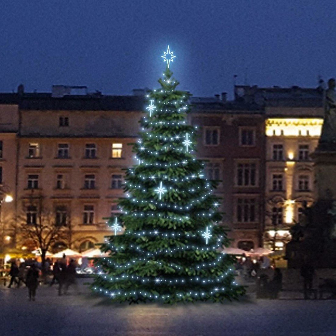 DecoLED LED světelná sada na stromy vysoké 6-8m, ledová bílá s dekory EFD15S2