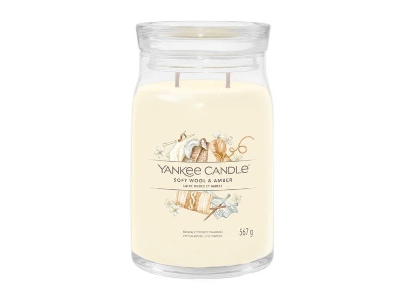 YANKEE CANDLE Soft Wool & Amber svíčka 567g / 5 knotů (Signature velký)