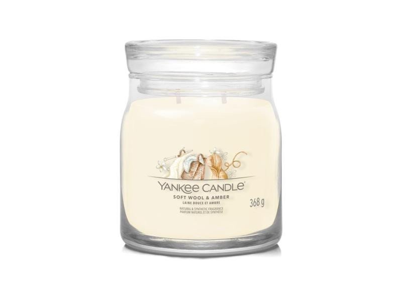 YANKEE CANDLE Soft Wool & Amber svíčka 368g / 2 knoty (Signature střední)