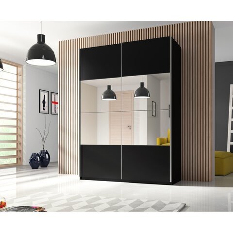 HELVETIA Šatní skříň BARO 150 se zrcadlem černá 150x210x61 černá