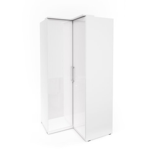 HELVETIA Rohová šatní skříň OPTION 109 bílá / bílý lesk 45x217x63 bílá / bílý lesk