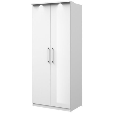 HELVETIA Šatní skříň OPTION 90 LED L/P bílá / bílý lesk 35x217x63 bílá / bílý lesk