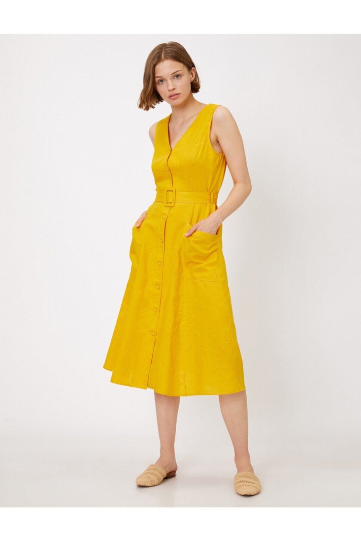 Koton Dress - Yellow - Wrapover