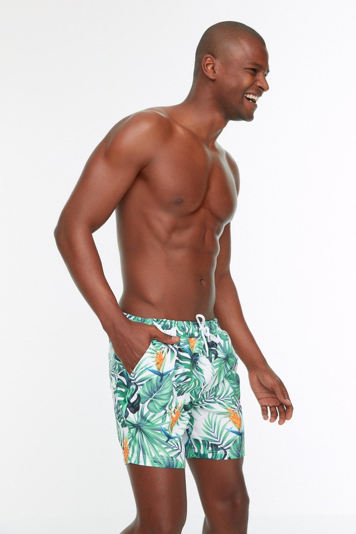 Trendyol Multi Color Men's Tropical Printed Standard Size Marine Shorts