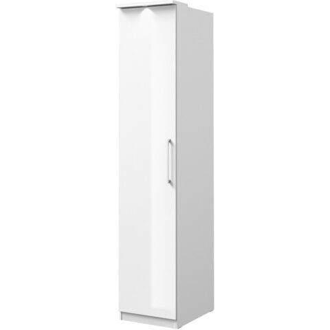 HELVETIA Šatní skříň OPTION 45 LED L/P bílá / bílý lesk 90x217x63 bílá / bílý lesk