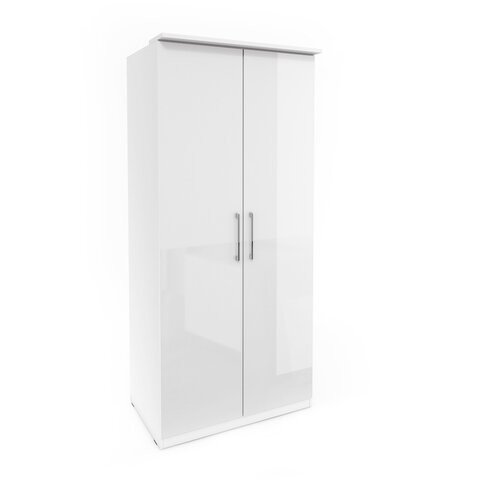 HELVETIA Šatní skříň OPTION 90 L/P bílá / bílý lesk 80x217x63 bílá / bílý lesk