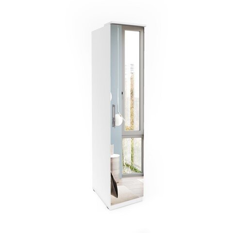 HELVETIA Šatní skříň OPTION 45 se zrcadlem L/P bílá / bílý lesk 109x217x63 bílá / bílý lesk
