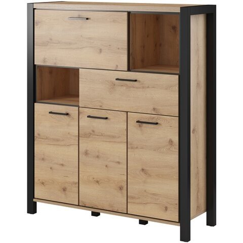 HELVETIA Komoda AVRO 46 dub taurus / černá 120x140x41 dub taurus / černá