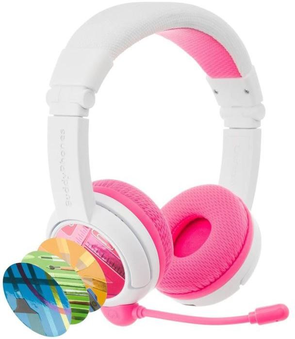 Buddyphones School+, dětská bezdrátová sluchátka s mikrofonem, Bluetooth, růžová (BT-BP-SCHOOLP-PINK)