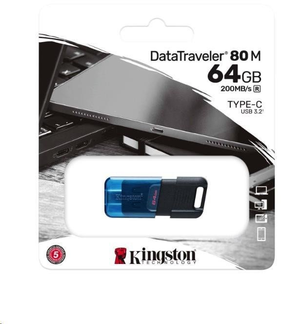 Kingston 64GB DataTraveler 80 M 200MB/sUSB-C 3.2 Gen 1 (DT80M/64GB)