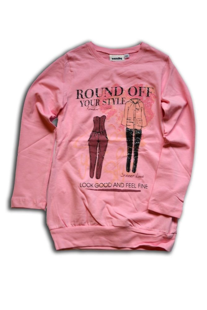tričko dívčí, dlouhý rukáv, Wendee, BTS39230-1, růžová - 104 | 4roky