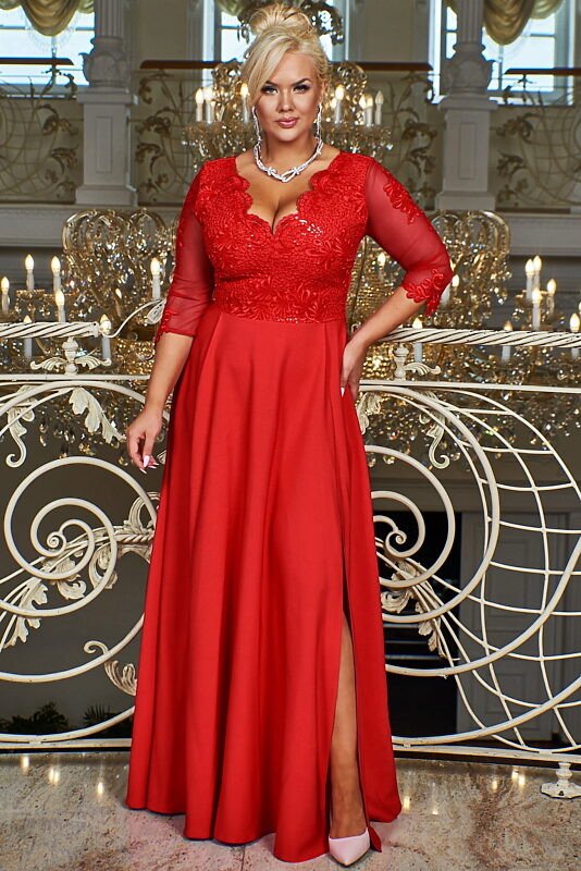 Červené společenské šaty Bosca Fashion Carmen 44