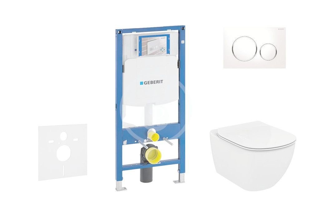 GEBERIT Duofix Set předstěnové instalace, klozetu a sedátka Ideal Standard Tesi, tlačítka Sigma20, Rimless, SoftClose, bílá/chrom 111.300.00.5 NE4