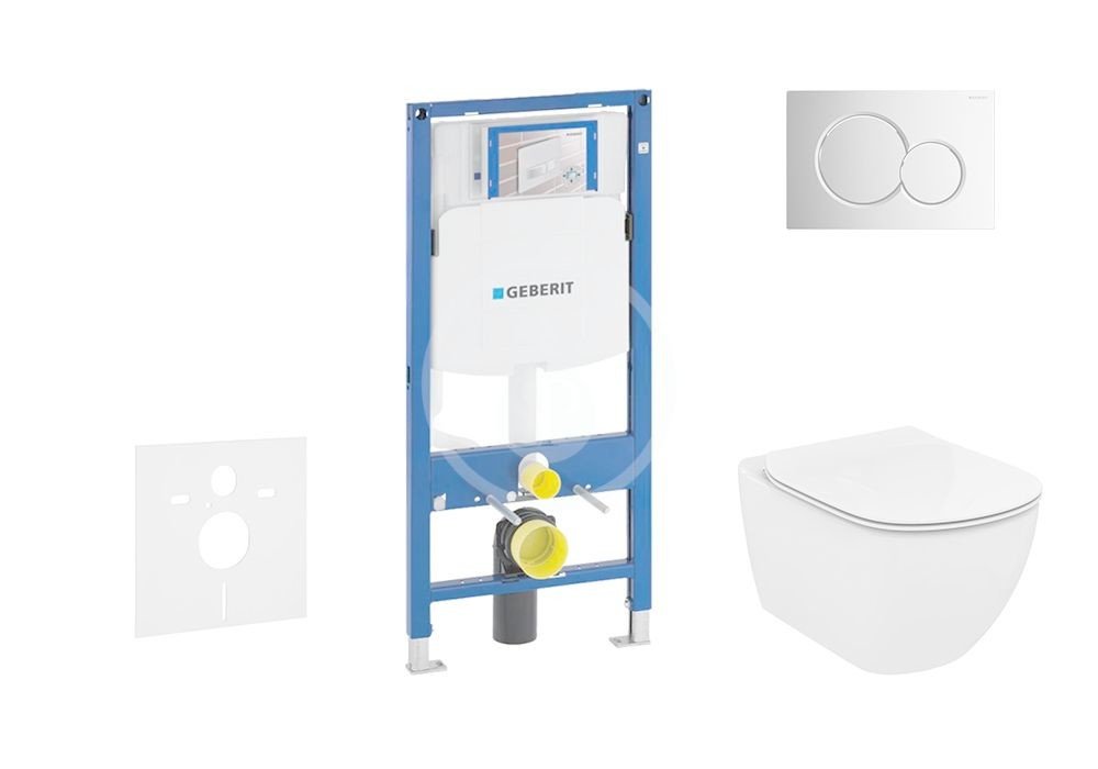 GEBERIT Duofix Set předstěnové instalace, klozetu a sedátka Ideal Standard Tesi, tlačítka Sigma01, Aquablade, SoftClose, lesklý chrom 111.300.00.5 NU2