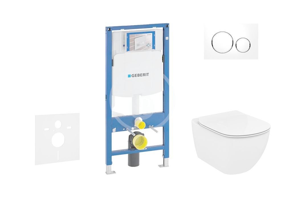 GEBERIT Duofix Set předstěnové instalace, klozetu a sedátka Ideal Standard Tesi, tlačítka Sigma20, Aquablade, SoftClose, bílá/lesklý chrom 111.300.00.5 NU4