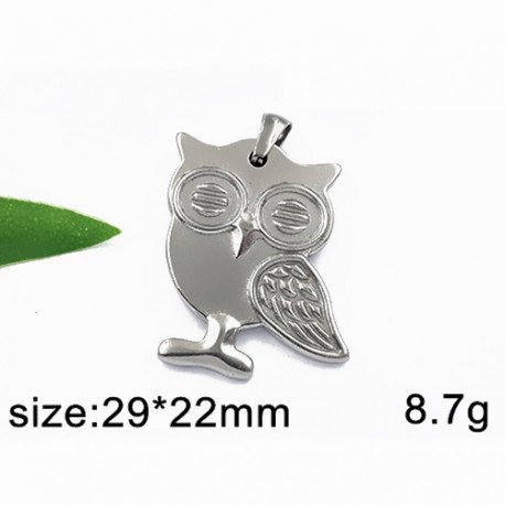 Sova - 29x22mm - ocelový přívěsek
