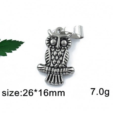 Sova - ocelový přívěsek - 26x16mm