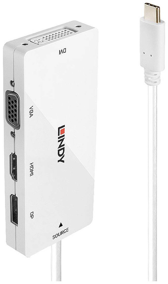 LINDY USB-C(TM), DisplayPort , VGA konvertor [1x USB-C(TM) zástrčka - 1x zásuvka DisplayPort, DVI zásuvka 24 plus 5pólová, HDMI zásuvka, VGA zásuvka]