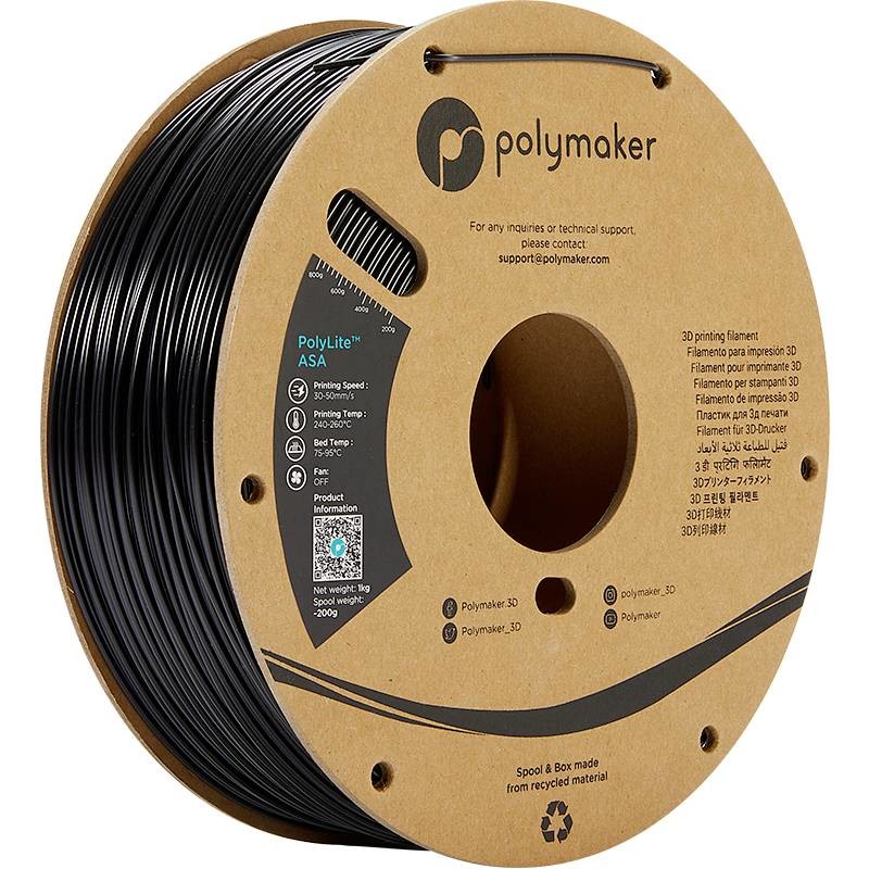 Polymaker PF01001 PolyLite vlákno pro 3D tiskárny ASA  odolné proti UV záření, odolné proti povětrnostním vlivům, #####hitzebeständig 1.75 mm 1000 g černá  1 ks