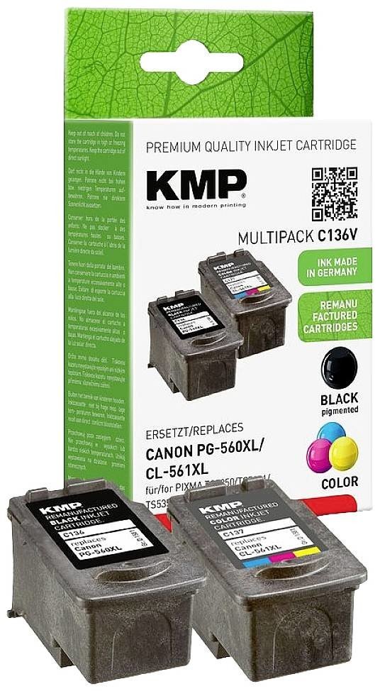 KMP Ink náhradní Canon PG560XL (3712C001), CL561XL (3730C001) kompatibilní kombinované balení černá, azurová, purpurová, žlutá C136V 1581,4005