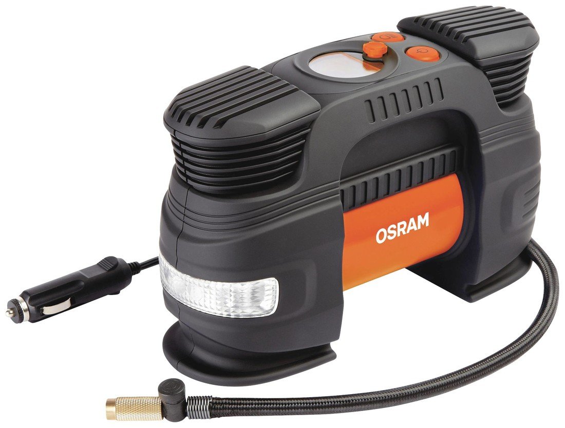 Osram Auto OTI830 kompresor 5.5 bar automatické vypnutí, digitální displej, s pracovní lampou, s funkcí powerbanky, úložný box / taška