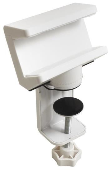 Držák vícenásobné zásuvky, uchycení na stůl, otočný, bílý