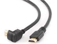 Kabel GEMBIRD HDMI-HDMI 3m, 1.4, M/M stíněný, zlacené kontakty, 90° lomený, černý