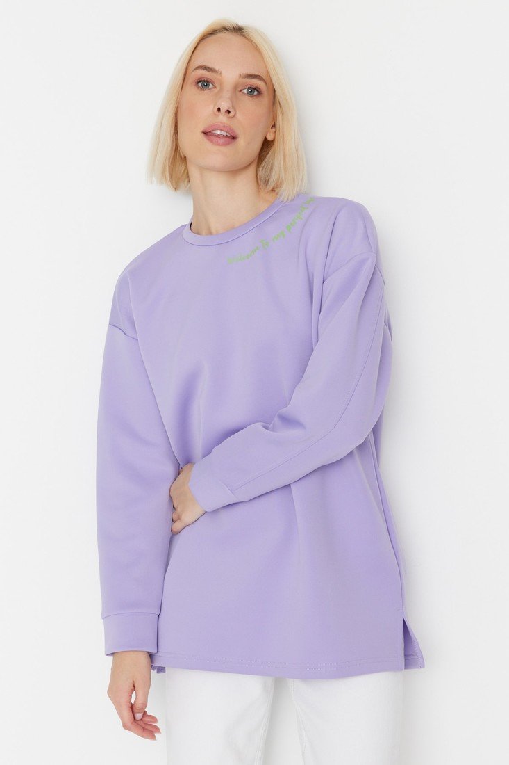 Trendyol Sweatshirt - Purple - Oversize