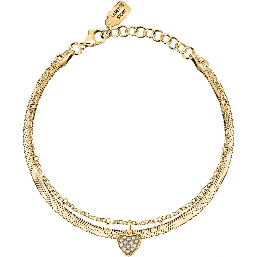 La Petite Story Dvojitý pozlacený náramek se srdíčkem Love LPS05ASD46