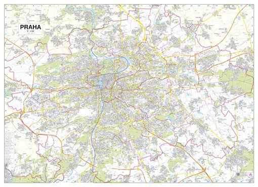 Praha - 1:21 000 - nástěnná mapa