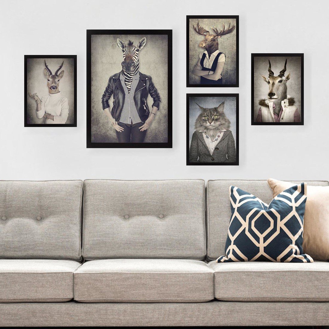 Sada obrazů zvířecí hlavy, 5 ks