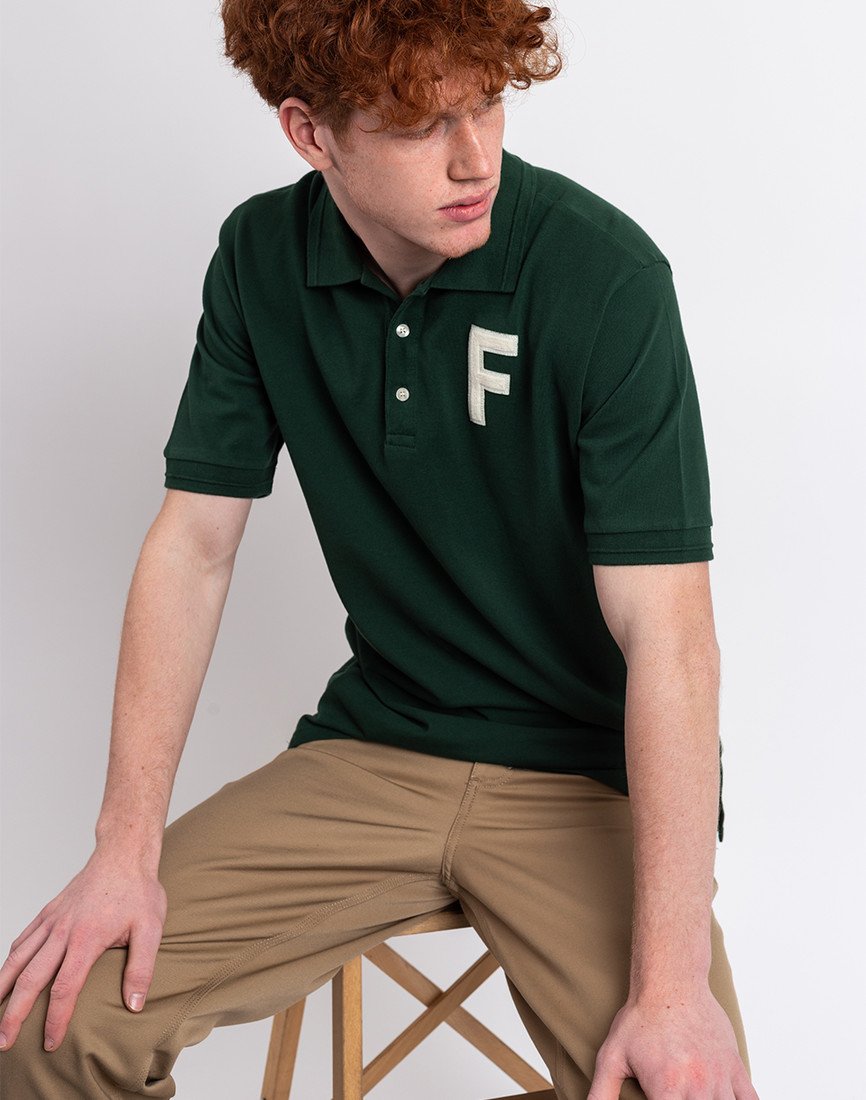 Forét Roll Polo T-Shirt CLOUD/DARK GREEN S