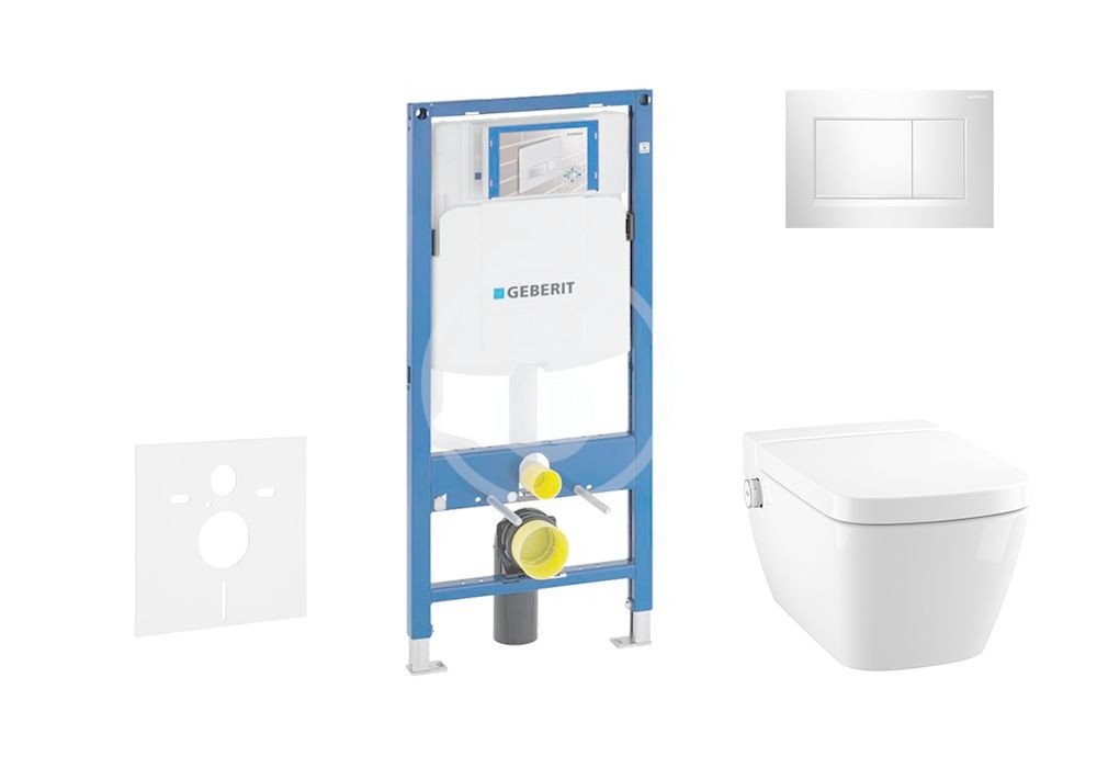 GEBERIT Duofix Modul pro závěsné WC s tlačítkem Sigma30, lesklý chrom/chrom mat + Tece One sprchovací toaleta a sedátko, Rimless, SoftClose 111.300.00.5 NT6