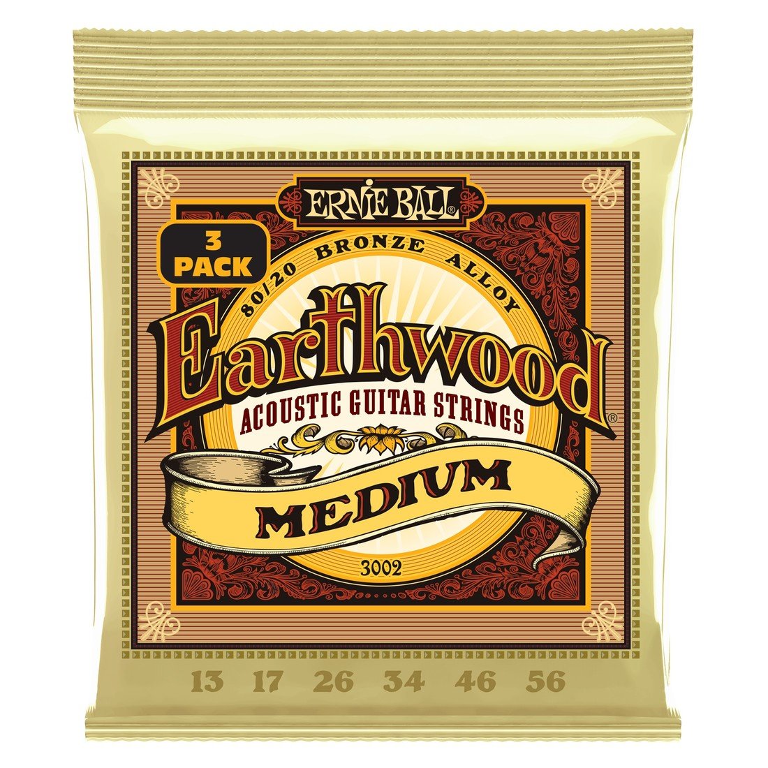 Ernie Ball Earthwood Medium 80/20 Bronze 3-Pack
