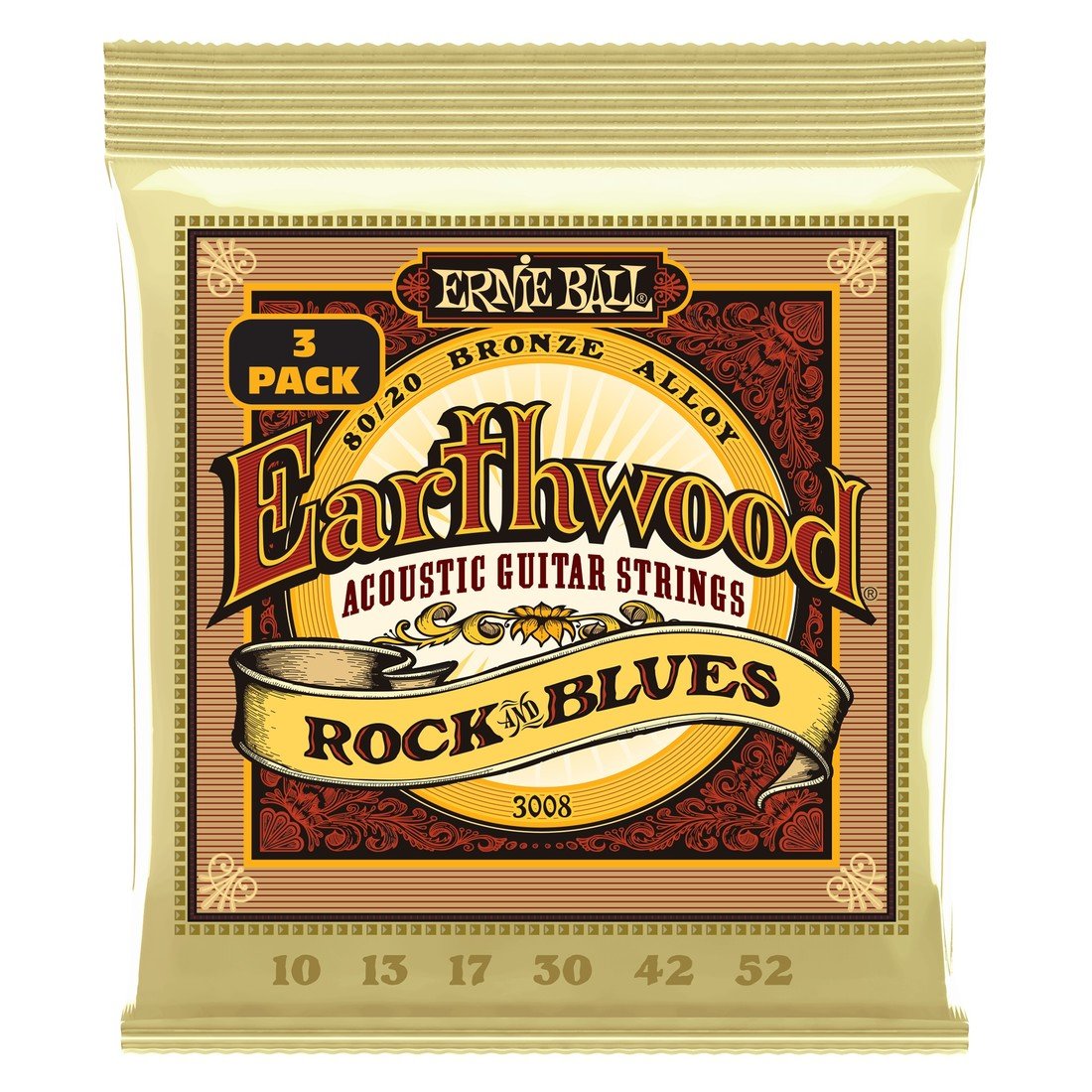 Ernie Ball Earthwood Rock & Blues 80/20 Bronze 3-Pack