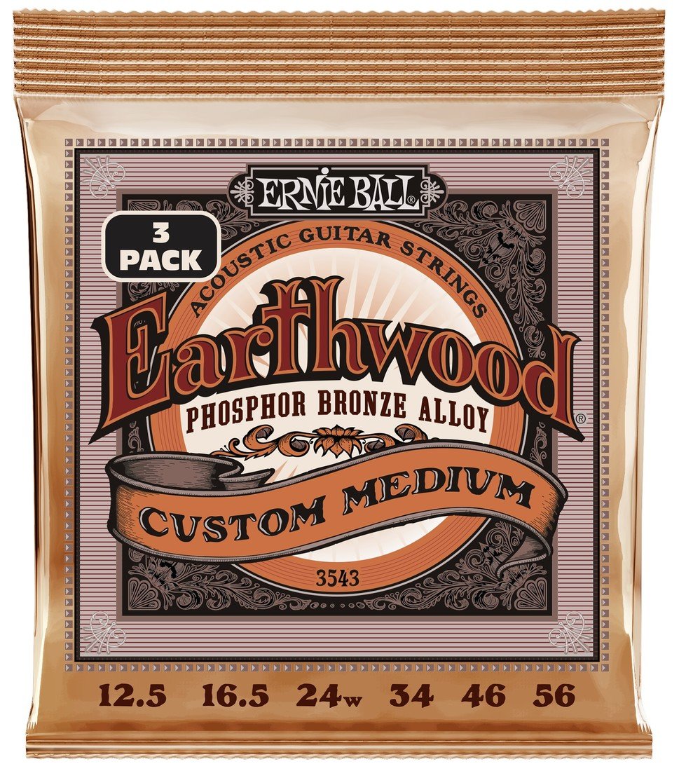 Ernie Ball Earthwood Custom Medium Phoshor Bronze 3-Pack