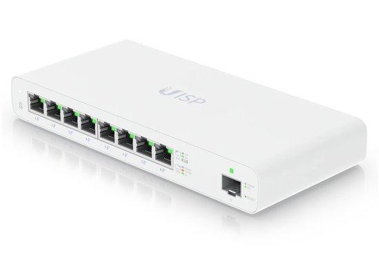 Ubiquiti UISP Switch - 8x Gbit RJ45 port, 1x SFP port, 8x PoE Out 27V, fanless, (PoE budget 110W), UISP-S