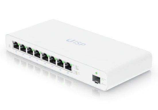 Ubiquiti UISP Router - 8x Gbit RJ45 port, 1x SFP port, 8x PoE Out 27V, fanless, (PoE budget 110W), UISP-R