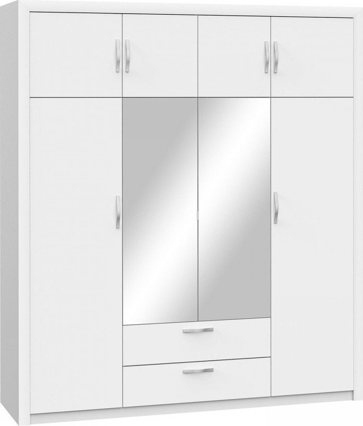Idea Skříň 4dveřová PLUTON perleťově bílá