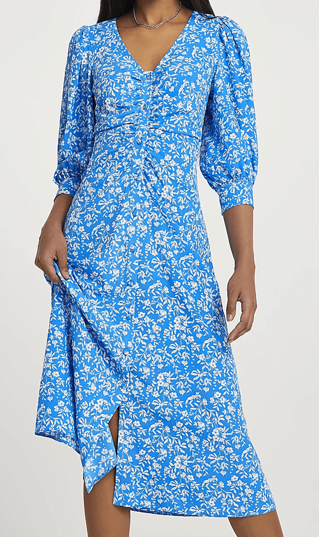 Modrobílé květované šaty River Island