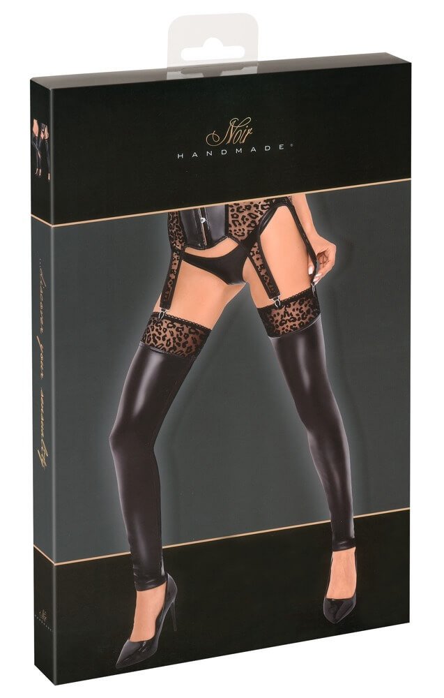 Noir - leopard print, shiny thigh fix (black)