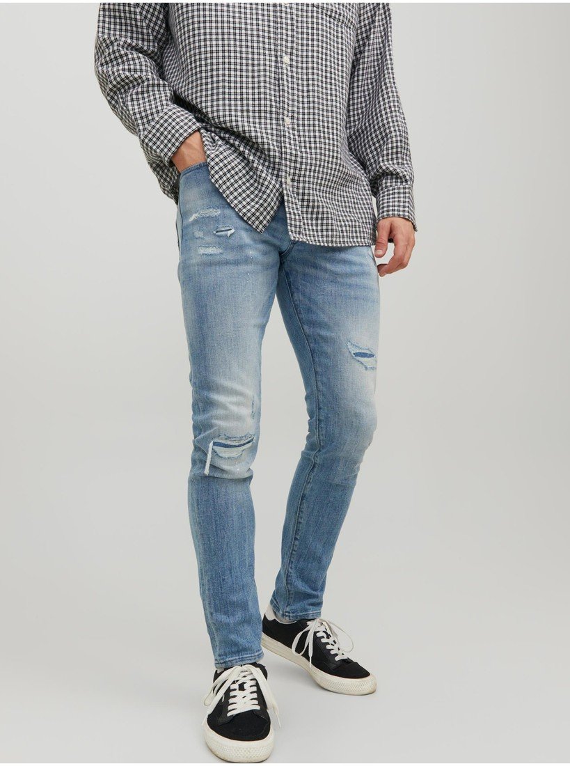 Modré pánské skinny fit džíny Jack & Jones Glenn - Pánské