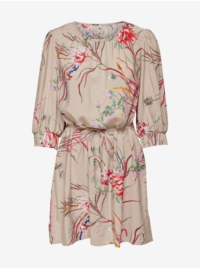 Béžové dámské šaty s květinovým vzorem JDY Ava - Dámské