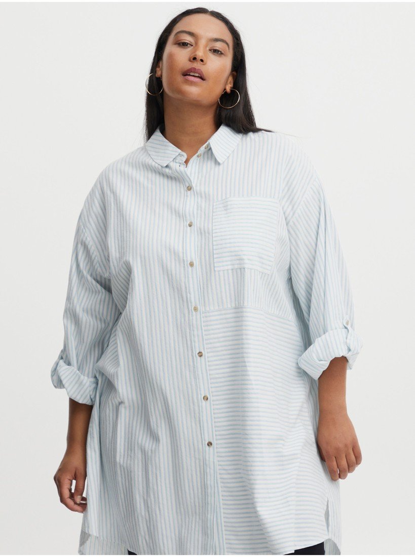 Modro-bílá dámská dlouhá pruhovaná košile Fransa - Dámské