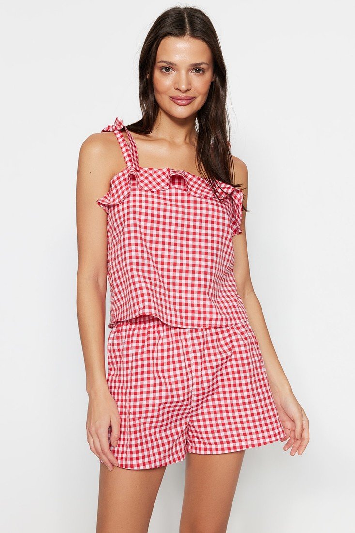 Trendyol Pajama Set - Red - Plaid