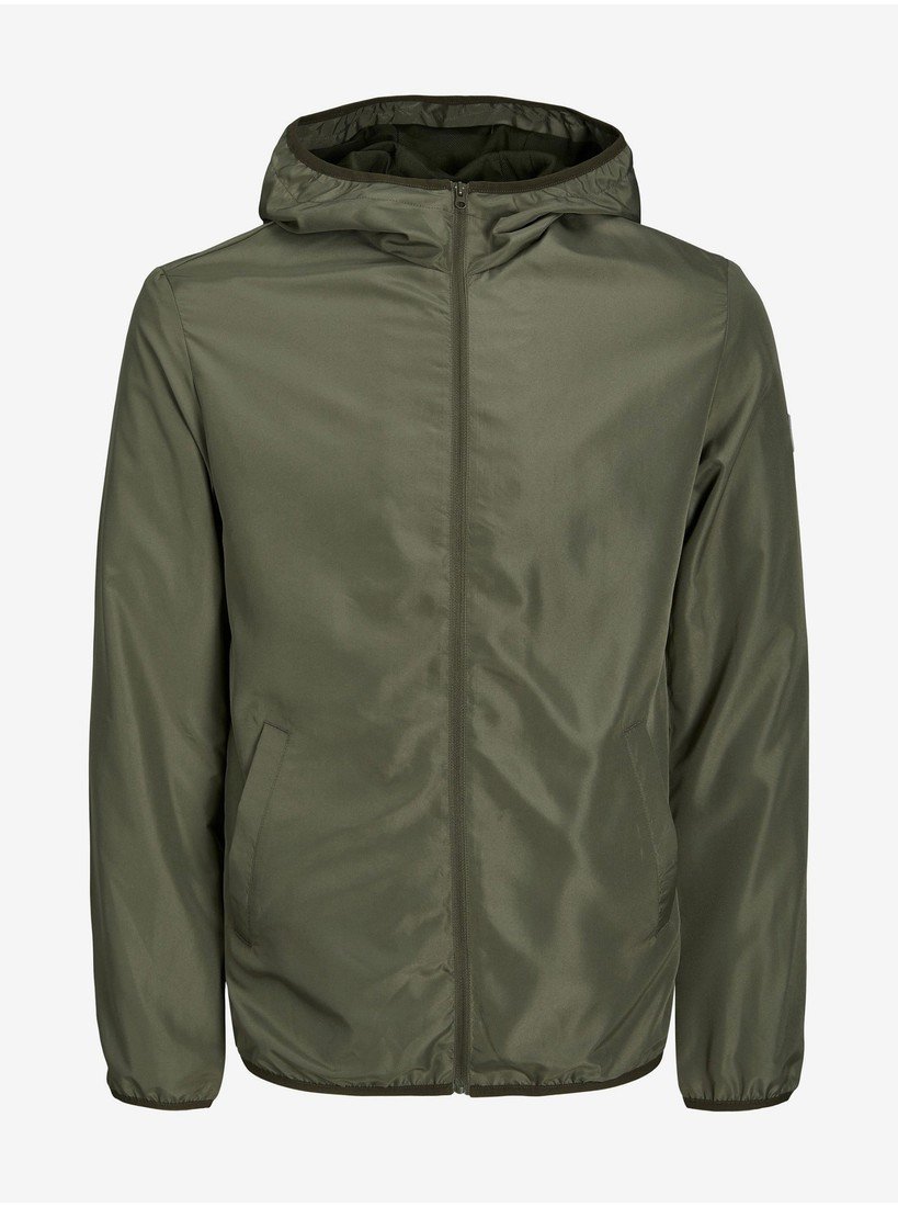 Khaki pánská lehká bunda s kapucí Jack & Jones Cali - Pánské