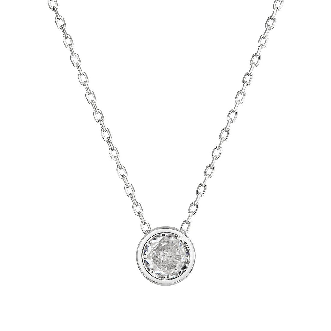 Evolution Group Stříbrný náhrdelník s čirým zirkonem 12052.1 crystal