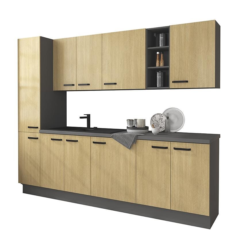 Kuchyňská linka Scandi jedle/antracit 260 bez pracovní desky