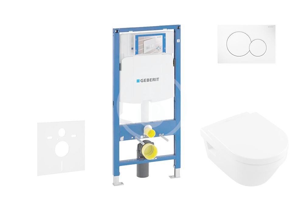 GEBERIT Duofix Set předstěnové instalace, klozetu a sedátka Villeroy & Boch, tlačítka Sigma01, DirectFlush, SoftClose, CeramicPlus, alpská bílá 111.300.00.5 NB1