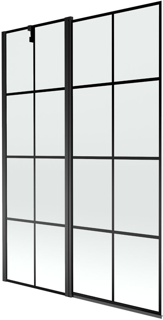 MEXEN Flip vanová zástěna 1-křídlo 120 x 150 cm, černá vzor, černá 894-120-101-70-77